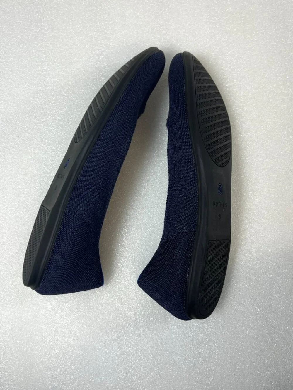 Rothy's Classic Blue Navy Round Toe Ballet Flats Slip On Knit Women’s Size 8